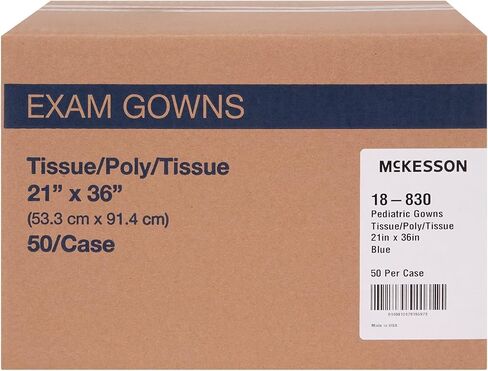 McKesson Pediatric Exam Gown, Disposable, Blue, Short Sleeve with Waist Belt, Kids Design, 21 x 36 Inches, Unisex in Saudi Arabia