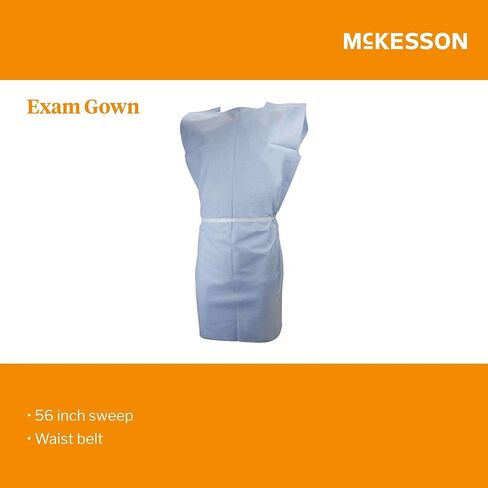 McKesson Pediatric Exam Gown, Disposable, Blue, Short Sleeve with Waist Belt, Kids Design, 21 x 36 Inches, Unisex in Saudi Arabia