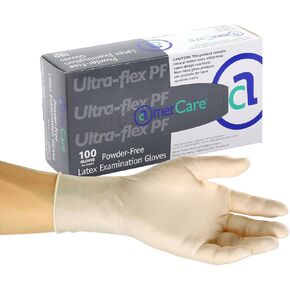قفازات AmerCare Ultra Flex خالية من البودرة، قفازات لاتكس للفحص، مقاس متوسط، علبة 1000 in Kuwait