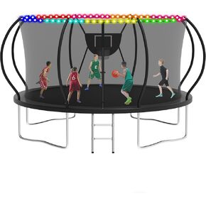 KOFUN Tranpoline Outdoor 16FT 14FT 12FT 10FT 8FT Tranpoline with Light 1500LBS & ASTM Approved & Easy Install, Recreational Tranpolines with Basketball Hoop, Enclosure Net, Ladder for Kids and Adults in Saudi Arabia