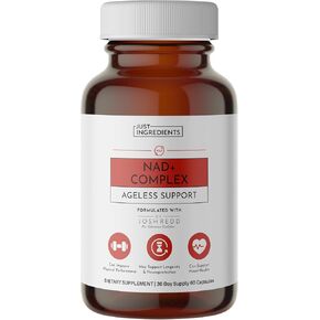 JUST INGREDIENTS NAD+ Supplement – 60 Capsules – Supports Cellular Energy, Healthy Aging, Mitochondrial Function & DNA Repair – with Nicotinamide Riboside, Resveratrol, Beet Root & NAD3® Complex in Kuwait