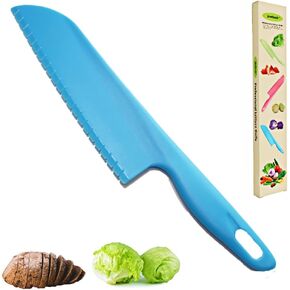سكين خس احترافي من جوبوش، قطاعة سلطة مسننة 27.94 سم للخضار والفواكه والخبز والكعك والسلطة وسكين المطبخ البلاستيكي من النايلون للطهي والتقطيع لمنع تحول اللون البني والأخضر in Kuwait