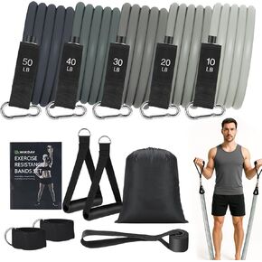 WIKDAY Exercise Resistance Bands with Handles for Working Out Workout Bands Set with Door Anchor for Physical Therapy, Yoga, Pilates in Kuwait