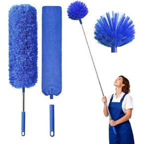 منفضة نسيج العنكبوت مع عمود تمديد، مجموعة منفضة تنظيف قابلة للغسل مع 3 رؤوس منفضة، منفضة نسيج العنكبوت، فرشاة زاوية، منظف غبار الفجوة، عمود تلسكوبي لمروحة السقف، منفضة طويلة للأسقف العالية in Kuwait