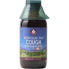 WishGarden Herbs Serious Cough PM Soothing Syrup - Natural Herbal Nighttime Cough Suppressant for Adults with Mullein Leaf Calms Cough Reflex, Normalizes Mucus Production, Supports Restful Sleep, 4oz in Kuwait