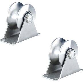 بكرات بعجلات على شكل حرف U، عجلة مسار دوارة من الفولاذ المقاوم للصدأ 304، عجلة للخدمة الشاقة، قطعتان، محامل مزدوجة كتم الصوت، للباب (عرض فتحة من النوع U 16 مم) in Kuwait