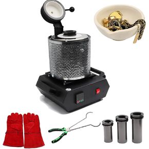 Melting Furnace Gold, Electric Melting Furnace,1500W 2000F Digital Smelter Furnace Kit with Graphite Crucible for Melt Scrap, Silver, Gold, Copper, Aluminum, 2102℉/1150℃ (Black 1KG) in Kuwait