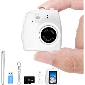 كاميرا Mini Keychain ، FHD 1080p مع بطاقة SD 32 جيجابايت ، محولات OTG ، قراء البطاقات ، ثمانية مرشحات ، 100 دقيقة عمر البطارية الكاميرا الرقمية الصغيرة لتسجيل دراسة الهدايا (الأسود ، 32 جيجابايت) in Kuwait