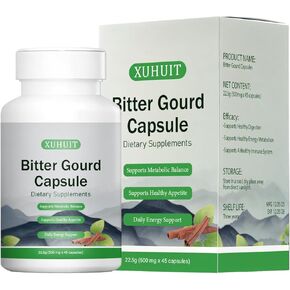 كبسولات البطيخ المر مع خلاصة القرفة | يدعم الصحة الأيضية والحيوية | نباتي، غير معدل وراثيًا، 45 كبسولة (01) in Kuwait