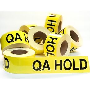 QA Hold 3" X 200 FEET Vinyl Adhesive Tape - Aisle Marking 3x200ft, Black Text on Yellow, 4mil Thick, Acrylic Permanent, W-2 Arrows, -40 to 176 deg F, Industrial Use in Kuwait