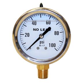 PGLNL100 0-100 PSI No-Lead Liquid Filled Stainless Steel Case Pressure Gauge, Brass/Stainless Steel in Saudi Arabia
