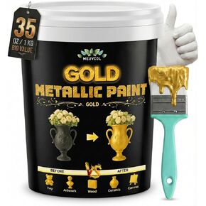 الطلاء الذهبي ، 35 طلاء أوراق ذهبية سائلة مزلقة - طلاء أكريليك لامع غير سام للمعادن والخشب والأثاث والطين والحرف اليدوية والأعمال الفنية وديكور المنزل in Kuwait
