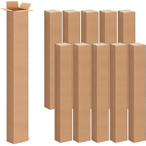 صناديق من الورق المقوى المموج بطول 4 × 4 × 36 بوصة مكونة من 10 عبوات، مقاس 4 بوصة طول × 4 بوصة عرض × 36 بوصة ارتفاع صناديق الشحن - الشحن والنقل والتعبئة والبريد وصندوق تخزين للمنزل أو العمل in Kuwait