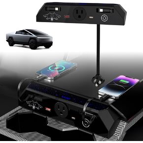 Cybertruck USB Charger Hub مع مخرج AC 110V والكابلات القابلة للسحب - تكامل سلس ، 30W PD/QC3 in Kuwait