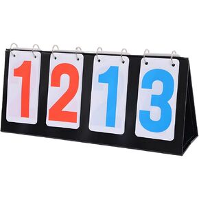 4-Digit Scoreboard with Red and Blue Numbers, 6.3 X 15 in, Flip Scoreboards for Tennis and Basketball, Portable Tabletop Scoreboard in Kuwait