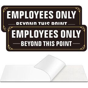 لافتة للموظفين فقط، (عبوتان) ذاتية اللصق للموظفين فقط بعد هذه النقطة، علامات لاصقة للموظفين من معدن الألومنيوم خالية من الصدأ للجدار والباب (9 × 3 بوصة، أسود/أبيض) in Kuwait