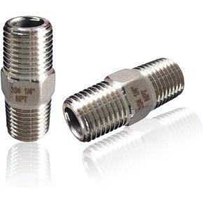 2 قطعة عرافة الفولاذ المقاوم للصدأ الحلمة 1/4 "NPT ذكر X 1/4" NPT ذكر وصلة أنابيب 1/4 بوصة الفولاذ المقاوم للصدأ الأنابيب الحلمات ذكر الأنابيب محول تركيبات الثقيلة الحلمات المتساوية موصلات in Kuwait