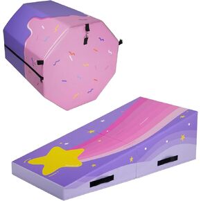 Kangaroo Hoppers Gymnastics Wedge Cheese Mat & Octagon Tumble Mat for Kids Tumbling, Skill Training, Home Gym Exercise in Kuwait