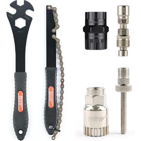 6-in-1 Bike Repair Tool Set with Freewheel and Cassette Lockring Removal, Crank Puller, Multifunction Pedal Wrench, Chain Whip, Bottom Bracket Removal Tool in Kuwait