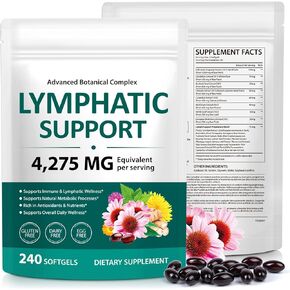 مكملات التصريف اللمفاوي - 4275 مجم 21-مركب عشبي مع إشنسا والهندباء - يدعم المناعة والعافية اللمفاوية* - 240 كبسولة هلامية (80 حصة) - خالية من الغلوتين ومنتجات الألبان in Kuwait