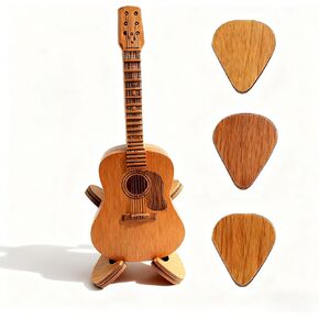 صندوق خشبي للجيتار مع حامل - تصميم منقوش، 3 قطع فريدة من نوعها، هدية لعازفي الجيتار والموسيقيين ومحبي الجيتار الصوتي/الكهربائي in Kuwait
