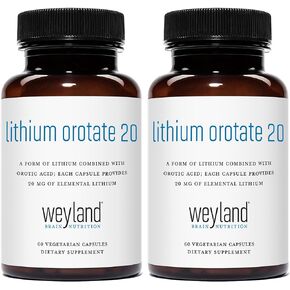 Lithium Orotate - 20mg of Elemental Lithium, 60 Vegetarian Capsules (120 Count (Pack of 2)) in Kuwait