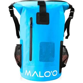 حقيبة ظهر Malo'o DryPack مقاومة للماء سعة 30 لتر، حقيبة ظهر جافة قابلة للطي مع أشرطة مبطنة، تصميم عائم للشاطئ والتجديف وصيد الأسماك وركوب القوارب والسفر والرياضات المائية، أزرق داكن in Kuwait