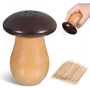 حامل أعواد أسنان الفطر، موزع حامل أعواد الأسنان مع 150 قطعة من أعواد الأسنان، حوامل أعواد أسنان لطيفة ومضحكة حاوية خشبية للمطبخ على شكل فطر لإكسسوارات ديكور طاولة المنزل in Kuwait