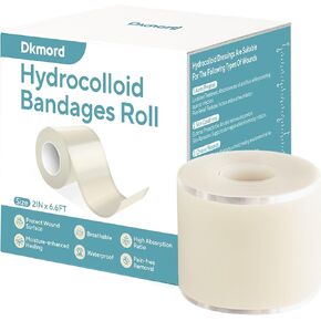 ضمادات غرواني مائي لتضميد العناية بالجروح، لفة غرواني مائي مقاس 6.6 قدم يمكنك صنعها بنفسك حجم وشكل شريط لاصق غرواني مائي مع لاصق ذاتي للحروق والبثور والعناية بحب الشباب (2 بوصة × 6.6 قدم) in Kuwait