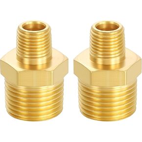 METALLIXITY 2 قطعة تركيب الأنابيب النحاسية، 3/8 بوصة NPT ذكر x 1/8 بوصة NPT ذكر خيط نحاسي حلمات سداسية محول تمديد لصنبور الحوض/الدش in Kuwait