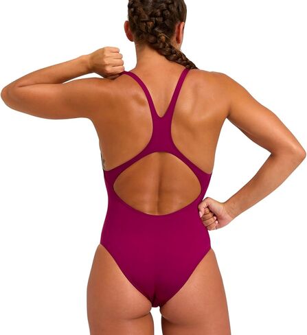 ARENA Women's Team Solid Athletic One Piece Swimsuit - Quick Drying, Chlorine Resistant, Sporty Ladies Swimsuit,RED Fandango-White in Saudi Arabia