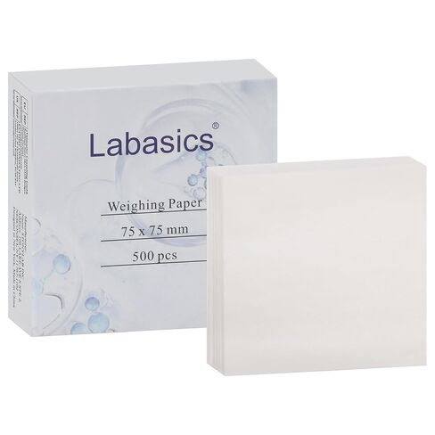 Labasics Weighing Paper, 500 Pcs Quantitative Filter Papers, Nitrogen Free, for Laboratory Scale Measurement Samples Transfer, 75 x 75 mm in Saudi Arabia