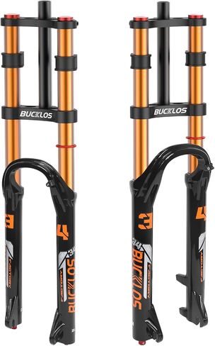 BUCKLOS 26/27.5/29" MTB Air Suspension Fork 180mm Travel, Rebound Adjust Manual Lockout, Double Crown Mountain Bike 34mm Stanchion 1-1/8" Threadless Straight Tube 9*100mm QR XC AM Bicycle Front Fork in Saudi Arabia