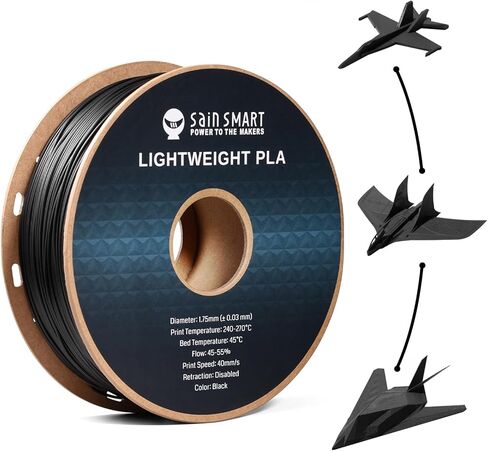 خيوط SainSmart خفيفة الوزن 1.75 مم، 1 كجم، LW-PLA خيوط طابعة ثلاثية الأبعاد رغوية نشطة منخفضة الكثافة لطائرات RC وأجزاء الطائرات بدون طيار والكوسبلاي، خيوط PLA بيضاء in Saudi Arabia