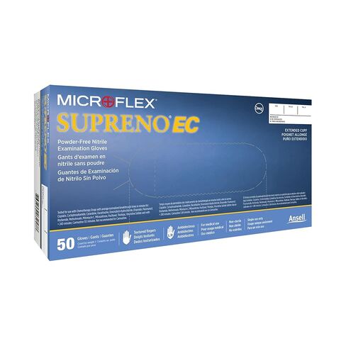 Ansell MICROFLEX Supreno EC SEC-375 قفازات امتحان النتريل السميكة للاستعمال مرة واحدة، أساور ممتدة للسيارات والرعاية الصحية وعلوم الحياة، XL (9.5-10.0) أزرق بنفسجي (صندوق من 50) in Saudi Arabia