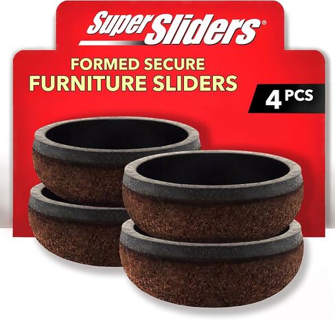 Super Sliders 1" Round Self-Stick Formed Felt Furniture Pads with More Protection for Surfaces and Furniture Legs, Beige (4 Pack) in Kuwait