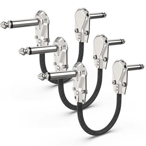 VCELINK 6.5 Inch Guitar Patch Cables, 1/4" TS Right-Angle Nickel-Plated Pedalboard Patch Cords with Dual-Layer Shielding, Noise-Free High-Fidelity Signal (3 Pack) in Saudi Arabia