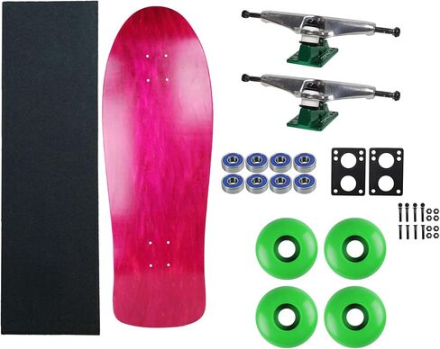 Moose Old School 80's Skateboard Complete 30" Pink with Hollow 7.0 Silver/Green Trucks, 58mm Blue Wheels in Saudi Arabia