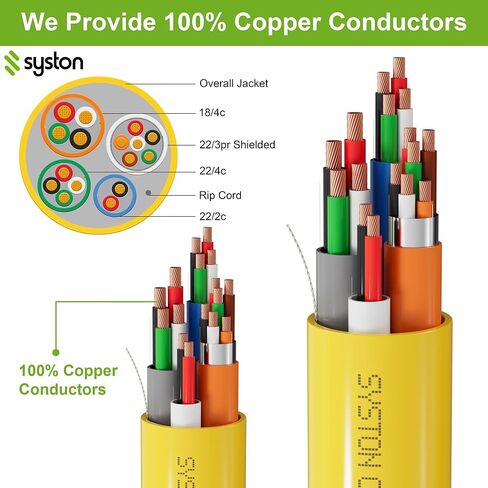 كابل مركب للتحكم في الوصول من SYSTON - 18/4c+22/3pr OAS+22/2c+22/4c، CMP/CL3P/FT6، موصلات نحاسية مجدولة، OSDP & Wiegand متوافق مع طاقة القفل، وقارئ البطاقات، وملامسة الباب، وطلب الخروج in Kuwait