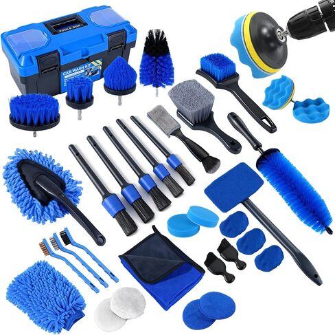 Car Detailing Kit, 18Pcs Car Detailing Brush Set, Car Cleaning Kit, Drill Brush Set, Car Detailing Brushes, Tire Brush - Car Wash Kit, Car Cleaning Tools brushes for Interior, Exterior, Wheels in Saudi Arabia
