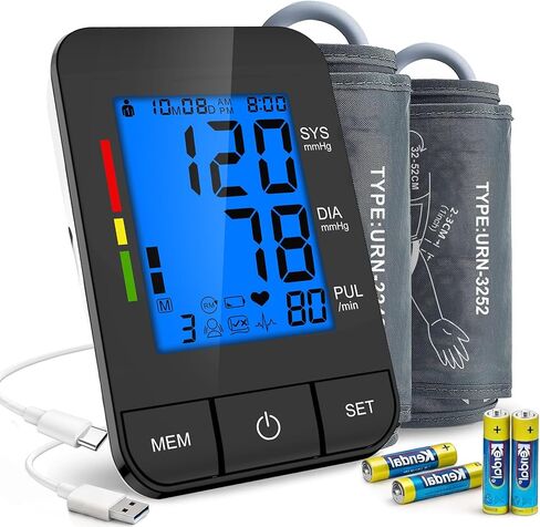 Accurate Digital BP Machine - Automatic Blood Pressure Monitor with XL Cuff (13-21") & M/L Cuff (9-17") for Big/Medium Arms, Large Backlit LCD Display, 360° Adjustable & Portable for Adults in Saudi Arabia