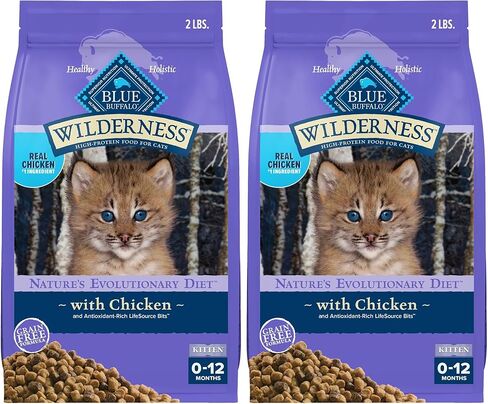 Blue Buffalo Wilderness Natural Hitten Dry Cat Food ، مع DHA و ARA لدعم نمو الدماغ والعين ، واتباع نظام غذائي عالي البروتين وخالي من الحبوب ، والدجاج ، وحقيبة 2 رطل in Kuwait