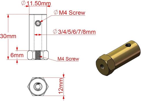 1pc Hex Coupler Brass Tire Connector Coupling for Decelerate Motor Shaft Robot Smart Car Wheel(5mm) in Saudi Arabia
