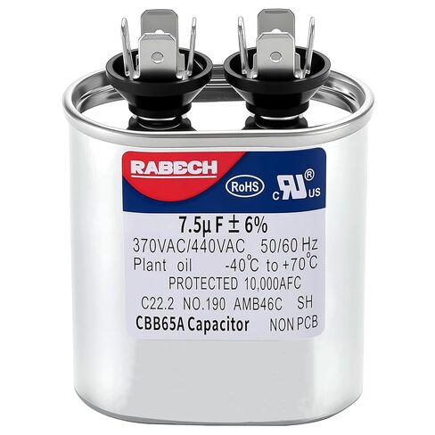 7.5 فائق التوهج 7.5MFD CBB65A مكثف تشغيل بيضاوي 7.5 فائق التوهج MFD CBB65 370 فولت 440 فولت 450 فولت مكثفات تيار متردد 370 450 فولت تيار متردد ± 6% 50/60 هرتز لمكيف الهواء in Kuwait