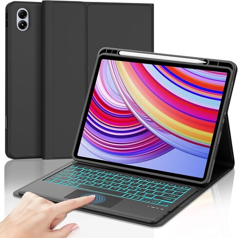 Touchpad Keyboard with Tablet Case for Xiaomi Redmi Pad Pro 12.1 Inch 2024/Poco Pad 12.1 Released 2024,7-Color Backlit,Detachable Wireless Keyboard Protective Case with Pen Holder,Purple in Kuwait