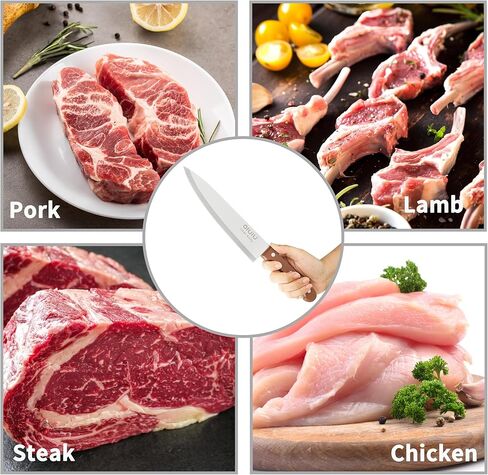 سكين الشيف OLULU مقاس 8 بوصة، سكين مطبخ حاد مع غمد سكين واقٍ، سكين تقطيع حاد مع مقبض مريح، ستانلس ستيل ألماني، آمن للاستخدام في غسالة الأطباق (اللون البني) in Kuwait