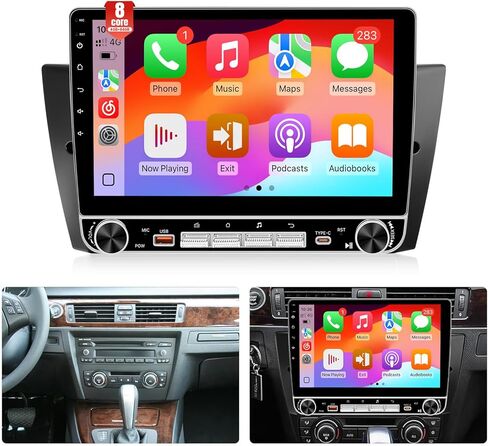 راديو سيارة لـ BMW 3 Series 328i 335i 325i E90/E91/E92/E93 2005-2011 ، مع Carplay Android Auto ، شاشة 9 بوصة لكاميرا BMW Stereo GPS Bluetooth + Canbus (غير مناسب Harman Kardon الألياف البصرية) in Kuwait