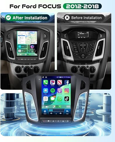 【HiFi 16EQ】 2G+64G for Ford Focus 2012 2013 2014 2015 2016 2017 2018 Car Stereo Radio with Wireless Carplay Android Auto, WiFi 9.7inch 1080P HD IPS Touchscreen Car Play GPS Bluetooth Backup Camera in Saudi Arabia