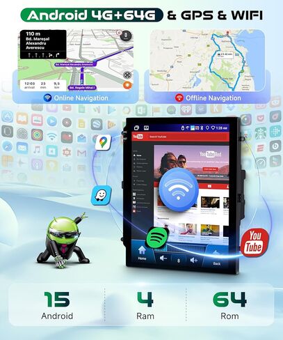 【HiFi 16EQ】 2G+64G for Ford Focus 2012 2013 2014 2015 2016 2017 2018 Car Stereo Radio with Wireless Carplay Android Auto, WiFi 9.7inch 1080P HD IPS Touchscreen Car Play GPS Bluetooth Backup Camera in Saudi Arabia