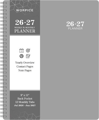 2026 Planner - 8" × 10", Planner Weekly and Monthly 2026, from JAN to DEC 2026, Premium Paper, Twin-wire Binding, Check Box, Coated Monthly Tabs, for Productive Life in Kuwait